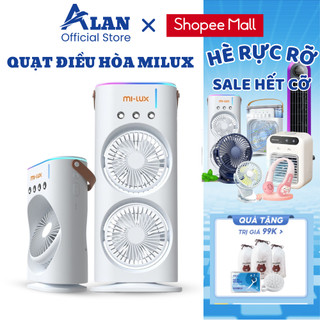Quạt Điều Hòa Tích Điện Mi-Lux A3 Plus 2 Tầng Làm Mát Bằng Hơi Nước, Phun Sương, Đèn Led