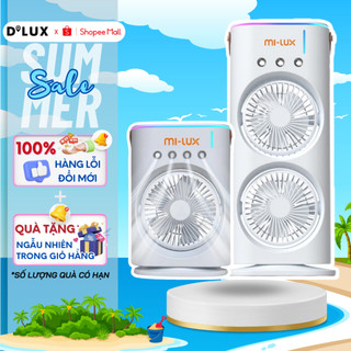 Quạt Điều Hòa Phun Sương Tích Điện MI-LUX A3 Plus, Quạt Hơi Nước Tích Hợp Đèn LED Với 2 Cánh Gió, 3 Đầu Phun Sương