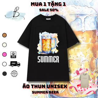  Áo Thun Unisex tay lỡ form rộng cotton 100% SUMMER BEER~ Local Brand BWINDY