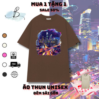 Áo Thun SÀI GÒN VỀ ĐÊM~ Local Brand BWINDY nam nữ Phong Cách unisex tay lỡ form rộng Teen cổ tròn oversize cotton 100%