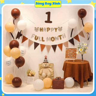 Set bóng trang trí đầy tháng cho bé trai bé gái, bộ trang trí đầy tháng cho bé đủ màu sắc