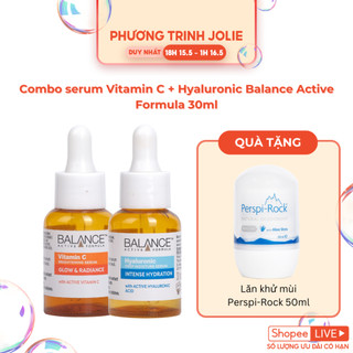  Combo trắng da căng mượt serum 2% Vitamin C 30ml + serum Hyaluronic 30ml Balance