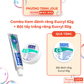 Combo Kem đánh răng Eucryl 62g + Bột tẩy trắng răng Eucryl 50g