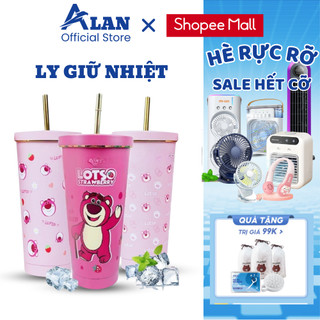Ly giữ nhiệt gấu dâu METIS 750ml cốc giữ nhiệt inox 304 tặngt kèm ống hút cọ vệ sinh và túi đựng