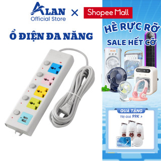 Ổ điện đa năng METIS Ổ cắm điện cao cấp chống giật 2 cổng USB chịu tải 2000W có chốt an toàn