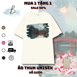 Áo Thun Unisex tay lỡ form rộng cổ tròn oversize cotton 100% Hồ Gươm Hà Nội~ BWINDY