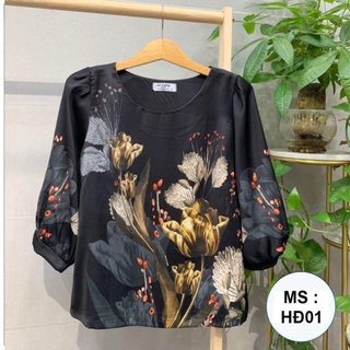 Áo lụa in hoa 3d tặng mẹ tặng bà, mặc ở nhà, đi chơi, du lịch đều đẹp