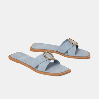 Giày Sandal Nữ 1cm Thời Trang JUNO Bệt Gắn Khoá Trang Trí SD01136