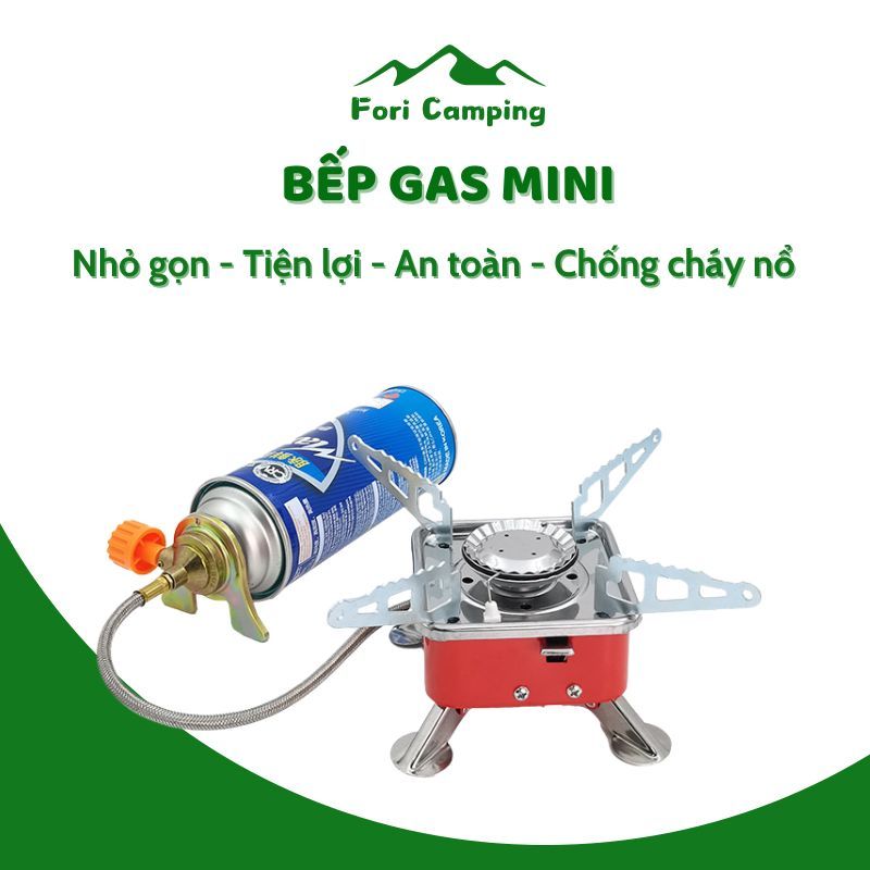 Bếp Gas Mini Gấp Gọn | Kèm Dây Chuyển Đổi An Toàn | Bếp Gas Du lịch Camping Cắm trại Dã Ngoại Picnic | ForiCaping - BG01