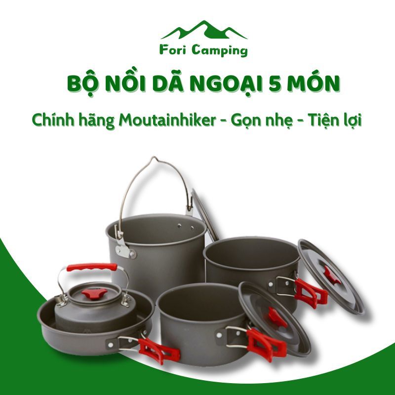 Bộ Nồi Dã Ngoại Gấp Gọn 5 Món Mountainhiker Kèm Túi Đựng Phù Hợp Cắm Trại Dã Ngoại Du Lịch FV01