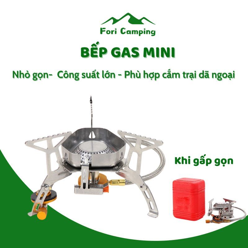Bếp Gas Mini Công Suất Lớn | Bếp Gas Mini Gấp Gọn | Kèm đầu chuyển đổi | Camping Cắm trại Dã ngoại | ForiCamping - BG02