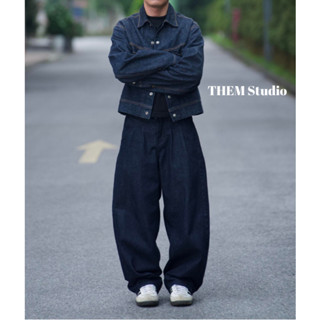Quần jeans ống cong dáng bầu relaxed chất denim cao cấp THEM Studio, quần jeans unisex slouchy fit basic street style
