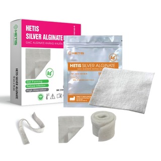 [SHIP GRAB/NOWSHIP] Sét 5 Miếng Gạc vết thương Alginate vô trùng HETIS Silver Alginate rong biển SCA