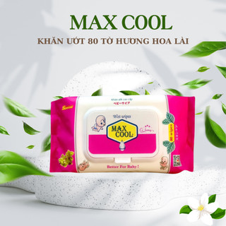 1 gói khăn giấy ướt cao cấp Max Cool 80 tờ hương lài - Hàng chính hãng an toàn cho bé