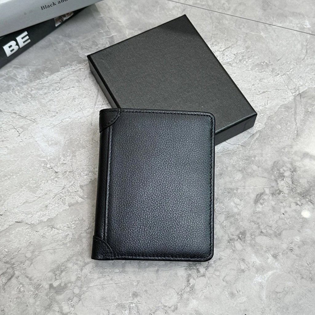 Ví nam da bò nappa dáng đứng cao cấp thương hiệu N&L Leather có nắp lật giữa