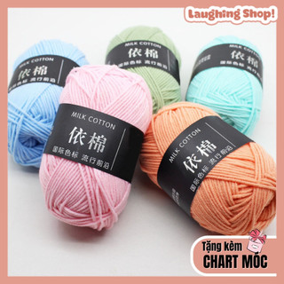 Len milk cotton - len mác đen 86 màu đa dạng - len sợi đan móc