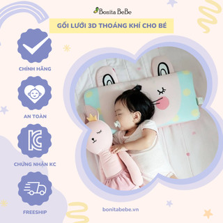 [Chính hãng Bonitabebe] Gối lưới 3D thoáng khí cho bé từ sơ sinh-12 tháng tuổi dễ dàng điều chỉnh độ cao phù hợp