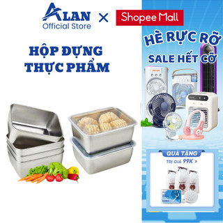 Hộp đựng thực phẩm tủ lạnh hộp bảo quản đồ ăn tủ lạnh chất liệu inox 304 cao cấp chống tràn - HTP02