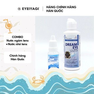 Combo nước ngâm lens + nước nhỏ mắt lens EYEIYAGI vệ sinh cấp ẩm kính áp tròng chính hãng Hàn Quốc