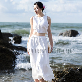Set áo váy croptop trắng NGADO , váy nữ , set đồ nữ , Set áo nữ thiết kế kèm chân váy