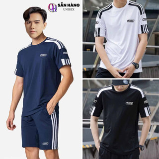  Bộ quần áo thể thao nam In LOGO THIEN ,bộ đồ Thiết Kế Sọc Vai, Thoáng Khí, Thoải Mái Vận Động 3 size dưới 85kg