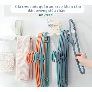 Giá treo móc quần áo RICHTREE nhựa ABS, kiểu dính tường kết hợp để đồ nhà tắm+Tặng kèm miếng dính tường