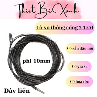 Dây Thông Tắc Cống, Thông Bồn Cầu Lò Xo Inox Siêu Bền Từ 3m - 15m Lắp Cùng Máy Khoan Đã Có Đầu Nối, Có Tay Quay Bán Lẻ.