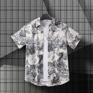 Áo Sơ Mi Lụa Họa Tiết Sơn Thủy 2 Màu - Cuban Shirt TS12, TS09 - Size 50-100kg - Vải Lụa Thoáng Mát, Chống Nhăn, Nhàu Tốt