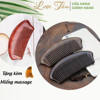 Lược chải tóc gỗ Mun hàng siêu đẹp hãng Lược Tâm massage da đầu giải tỏa căng thẳng size 10cm