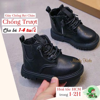 Boots cho bé trai Giày Bốt Cổ Cao Chống Trượt Chống Bẹt Chân Phong Cách Cao Bồi Chất Da PU Cao Cấp