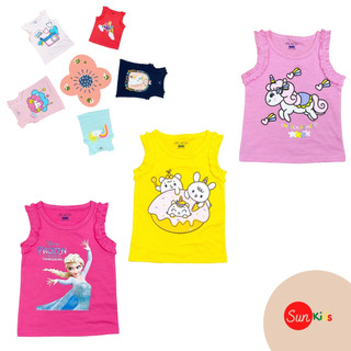 Áo thun bé gái, áo phông bé gái dáng ba lỗ, chất cotton, nhiều màu, size 1-6 - SUNKIDS