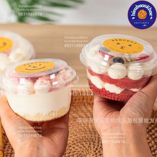 100 hộp nhựa tròn đựng bánh lạnh, tiramisu, mousse, pudding, sữa chua 250ml