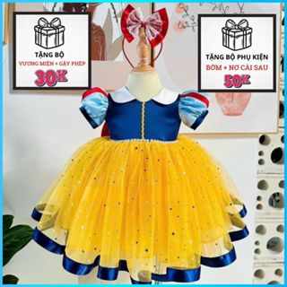 [Hàng Cao Cấp] Váy Bạch Tuyết Bé Gái, Đầm Bạch Tuyết Bé Gái Siêu Yêu, Tặng Kèm Bờm