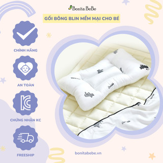 [ Chính hãng Bonitabebe ] Gối bông blin mềm mại cho bé từ sơ sinh 3 tháng tuổi trở lên nhập khẩu Hàn Quốc