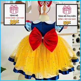 [Hàng Cao Cấp] Váy Bạch Tuyết Bé Gái, Đầm Bạch Tuyết Bé Gái Siêu Yêu, Tặng Kèm Bờm ChipKids