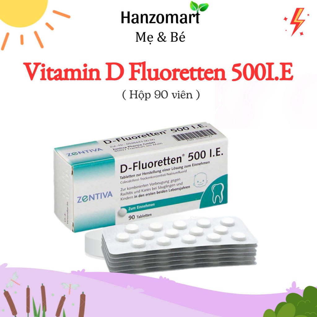 Viên Vitamin D3 Đức Vitamin D Fluoretten 500 I.E bổ sung cho trẻ sơ sinh và trẻ nhỏ - Nội địa Đức hanzomart