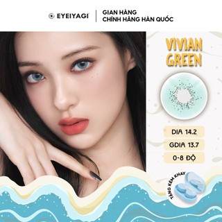 Kính áp tròng EYEIYAGI màu xanh lá Vivian Green lens cận 3 tháng độ cận 0-8 | Chính hãng Hàn Quốc