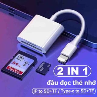 2 trong 1 Đầu Đọc Thẻ Nhớ SD Cho OTG IP to SD+TF/Type-c to SD+TF Card Reader cho ip 13 12 8pin đầu đọc thẻ sd tf