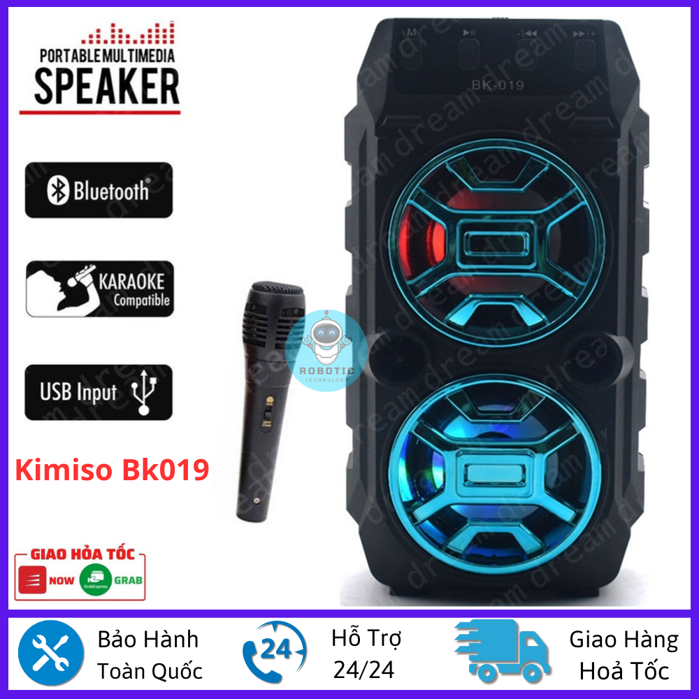 Loa karaoke mini di động Kimiso Bk019 loa hát âm lớn, hát karaoke hay/Tặng Kèm Mic Cao Cấp