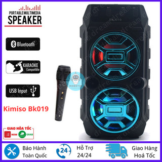 Loa karaoke mini di động Kimiso Bk019 loa hát âm lớn, hát karaoke hay/Tặng Kèm Mic Cao Cấp