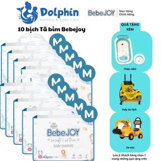 10 bịch bỉm Bebejoy giúp bé khô thoáng cả ngày, tốc độ thấm hút nhanh, có đêm mây chống lằn
