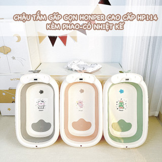 Chậu tắm gấp gọn, chậu tắm chậu rửa mặt cho bé có nhiệt kế Honper