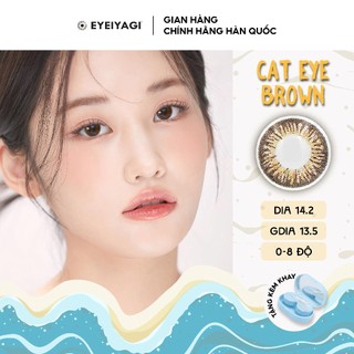 Kính áp tròng EYEIYAGI màu nâu sữa Cat Eye Brown lens cận 3 tháng độ cận 0-8 DIA 14.2mm | Chính hãng Hàn Quốc