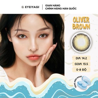 Kính áp tròng EYEIYAGI màu nâu tự nhiên Oliver Brown lens cận 3 tháng độ cận 0-8 | Chính hãng Hàn Quốc