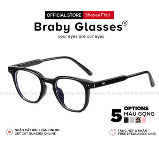 Gọng kính mắt cận tròn chất liệu nhựa siêu nhẹ Braby Glasses thời trang nam nữ phong cách mạnh mẽ MK25