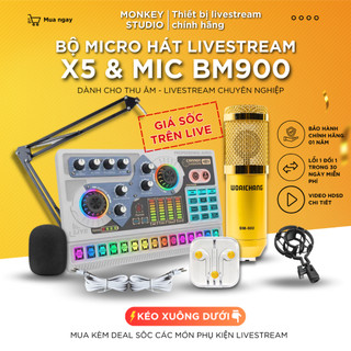 Mic Thu Âm | Micro Livestream Sound Card X5 & Mic BM900 Hát Livestream Karaoke, Monkey Studio