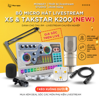 Mic Thu Âm, Micro Livestream Sound Card X5 & Mic TAKSTAR PC K200 Hát Karaoke, Monkey Studio