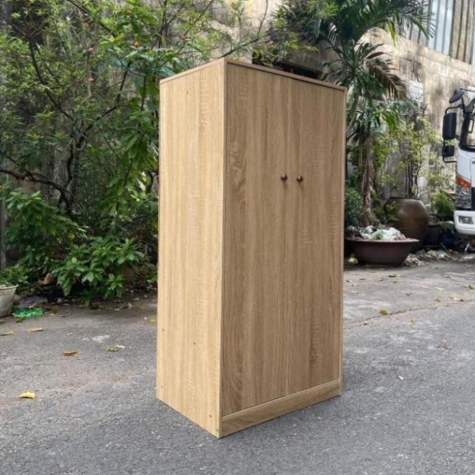 Tủ Quần Áo Gỗ 2 Cánh Cao Cấp, Tủ Gỗ Đa Năng Màu Nâu Vân Gỗ Có Móc Treo Quần Áo Đa Năng Tiện Lợi Sử Dụng