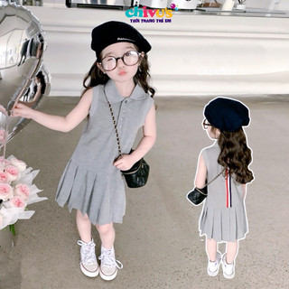 Váy polo cho bé gái, váy thiết kế sát nách đuôi cá xếp ly chất cá sấu siêu đẹp và sành điệu