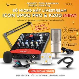 Mic Livestream, Micro thu âm Sound Card ICON UPOD PRO & Mic TAKSTAR K200 Hát Karaoke, MonkeyStudio